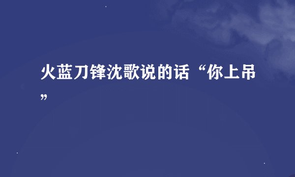 火蓝刀锋沈歌说的话“你上吊”