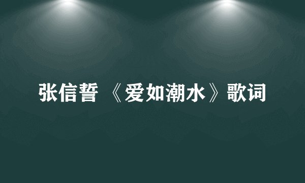 张信誓 《爱如潮水》歌词