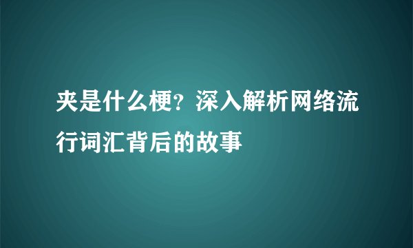 夹是什么梗？深入解析网络流行词汇背后的故事