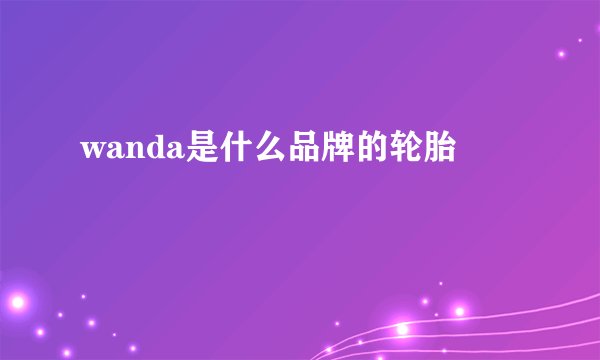 wanda是什么品牌的轮胎