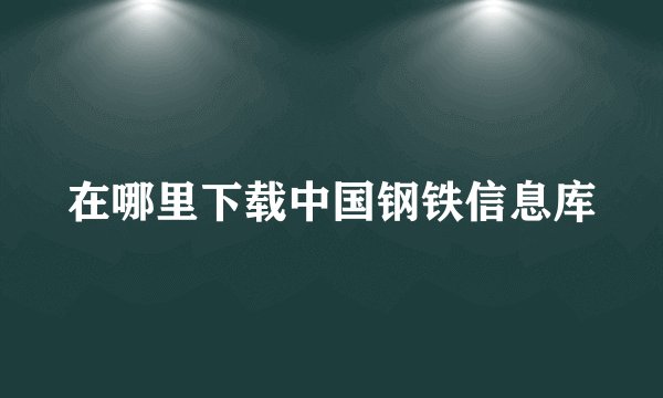 在哪里下载中国钢铁信息库