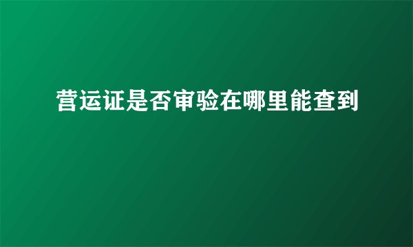 营运证是否审验在哪里能查到