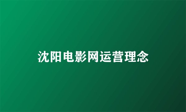 沈阳电影网运营理念