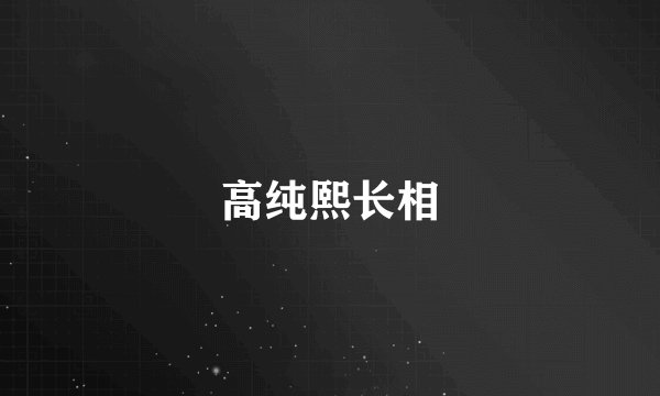 高纯熙长相