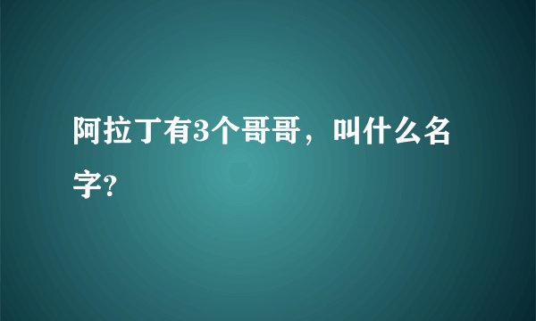 阿拉丁有3个哥哥，叫什么名字？
