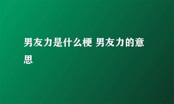 男友力是什么梗 男友力的意思