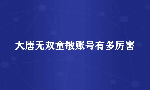 大唐无双童敏账号有多厉害