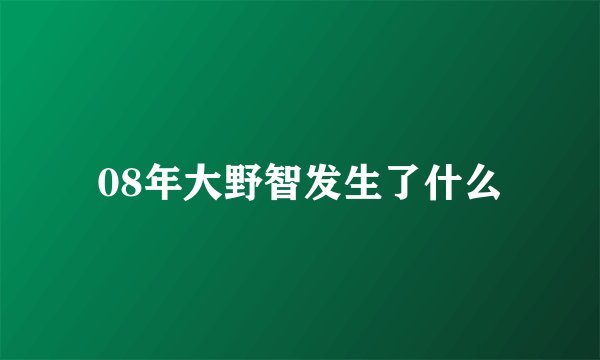 08年大野智发生了什么