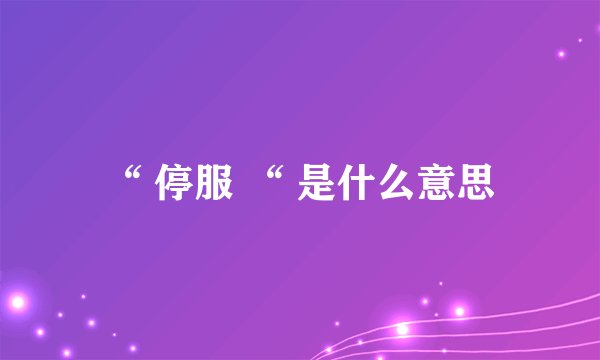 “ 停服 “ 是什么意思