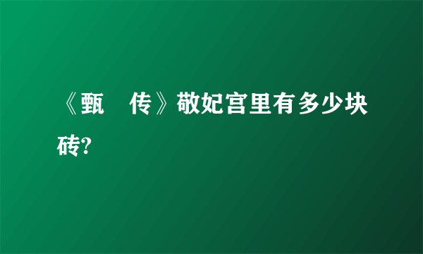 《甄嬛传》敬妃宫里有多少块砖?