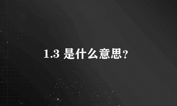 1.3 是什么意思？