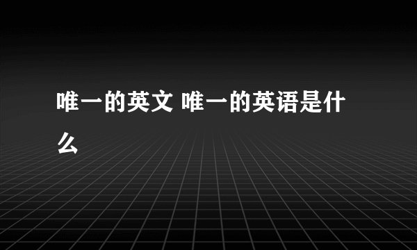唯一的英文 唯一的英语是什么