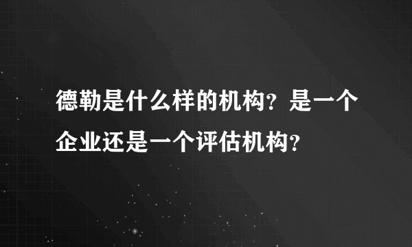 德勒是什么样的机构？是一个企业还是一个评估机构？