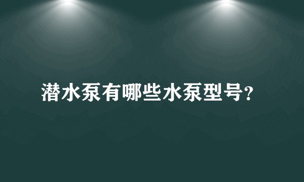 潜水泵有哪些水泵型号？