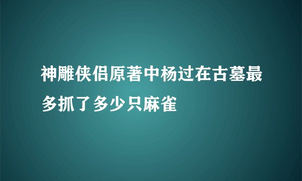 神雕侠侣原著中杨过在古墓最多抓了多少只麻雀