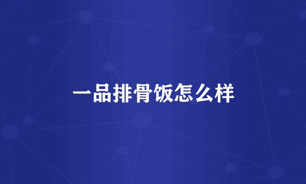 一品排骨饭怎么样