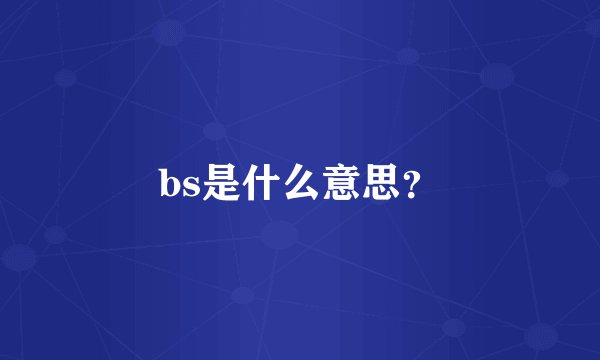 bs是什么意思？