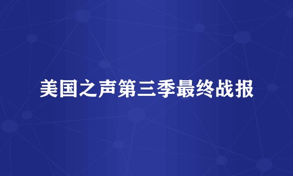 美国之声第三季最终战报