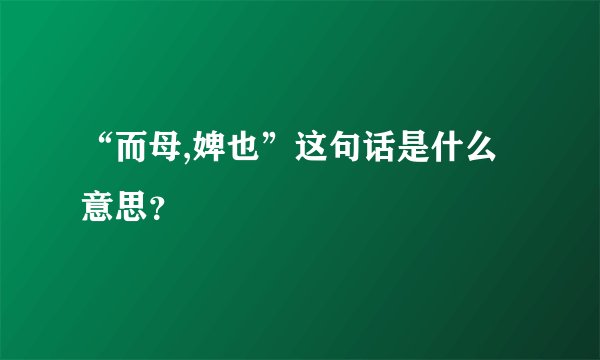“而母,婢也”这句话是什么意思？