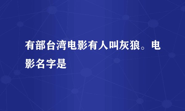 有部台湾电影有人叫灰狼。电影名字是