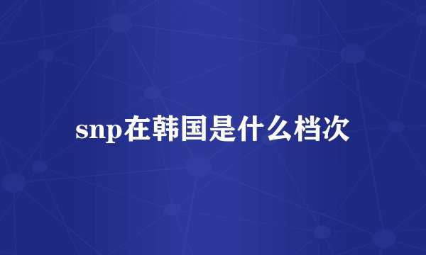 snp在韩国是什么档次