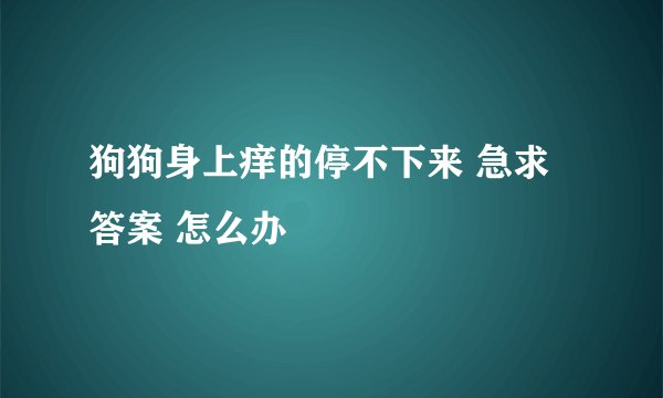 狗狗身上痒的停不下来 急求答案 怎么办