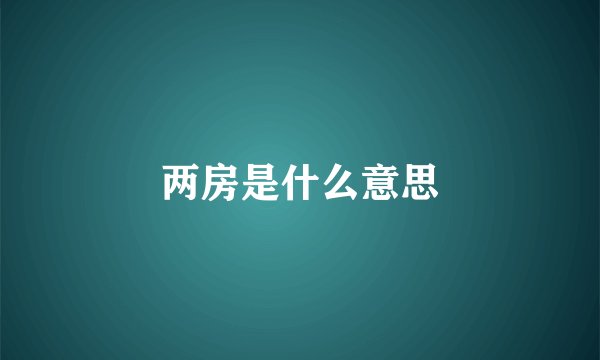 两房是什么意思