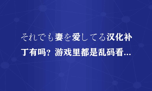 それでも妻を爱してる汉化补丁有吗？游戏里都是乱码看不懂,求助...