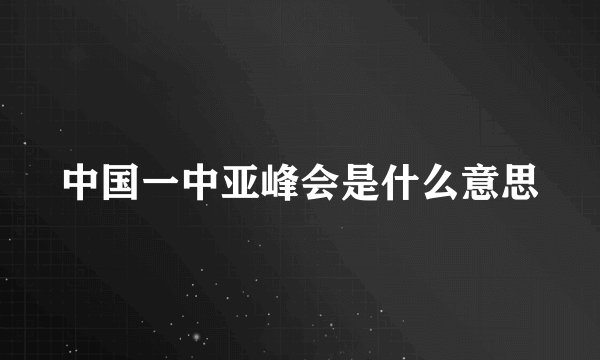 中国一中亚峰会是什么意思