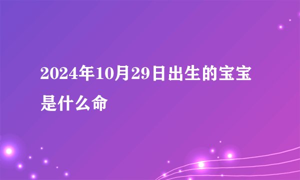 2024年10月29日出生的宝宝是什么命