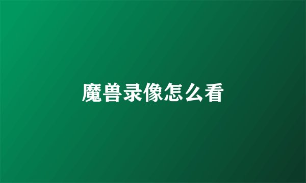 魔兽录像怎么看