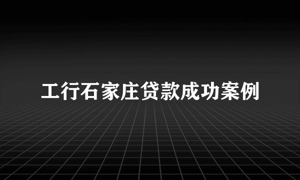 工行石家庄贷款成功案例