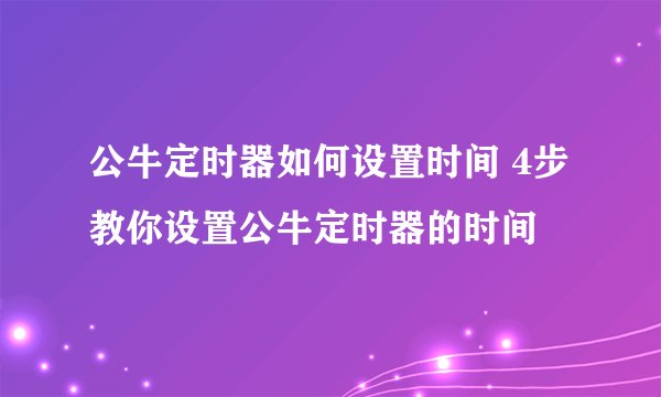 公牛定时器如何设置时间 4步教你设置公牛定时器的时间