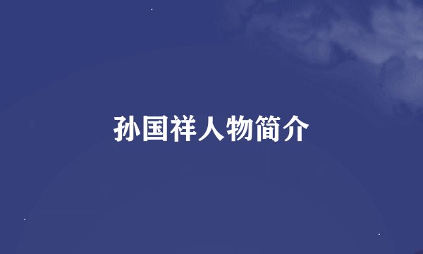 孙国祥人物简介