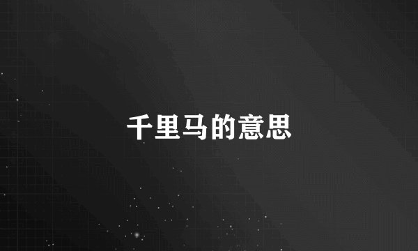 千里马的意思