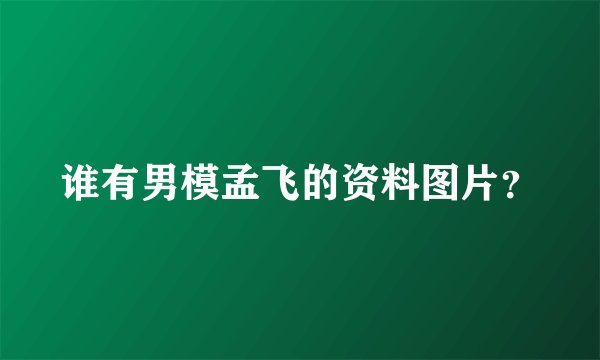 谁有男模孟飞的资料图片？
