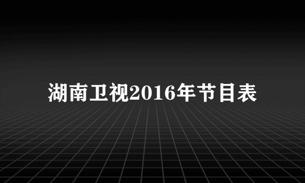 湖南卫视2016年节目表