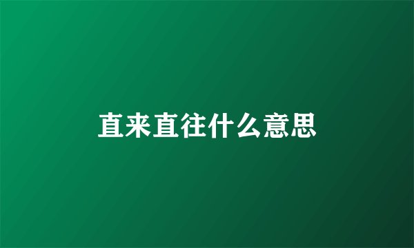 直来直往什么意思