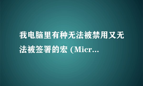 我电脑里有种无法被禁用又无法被签署的宏 (Microsoft Excel 4.0版本宏)要怎么解决?