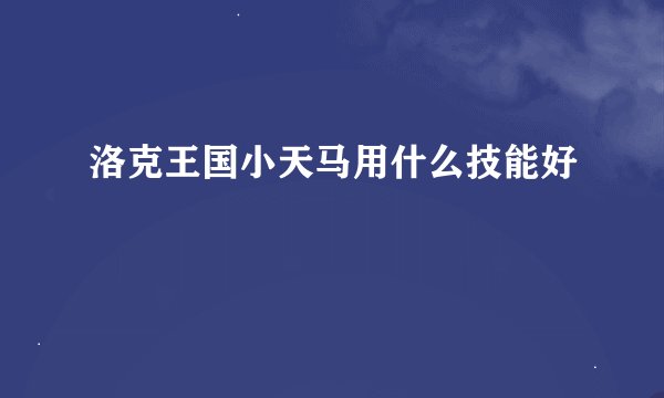 洛克王国小天马用什么技能好