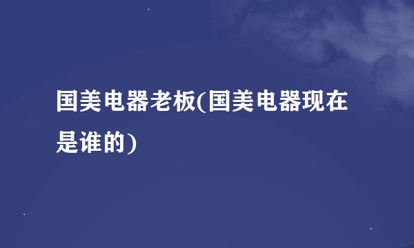 国美电器老板(国美电器现在是谁的)