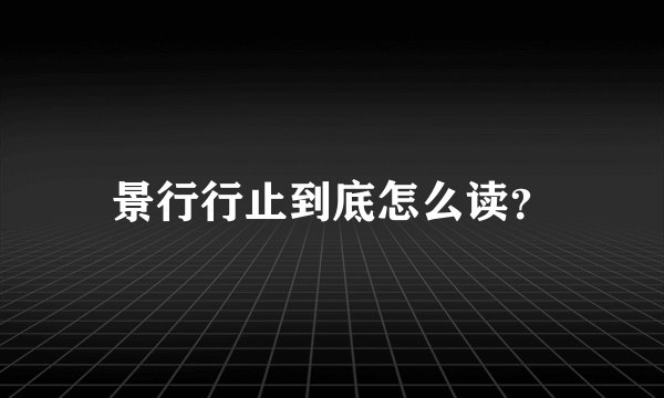 景行行止到底怎么读？