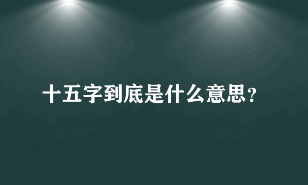 十五字到底是什么意思？