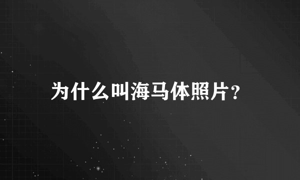 为什么叫海马体照片？