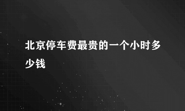 北京停车费最贵的一个小时多少钱