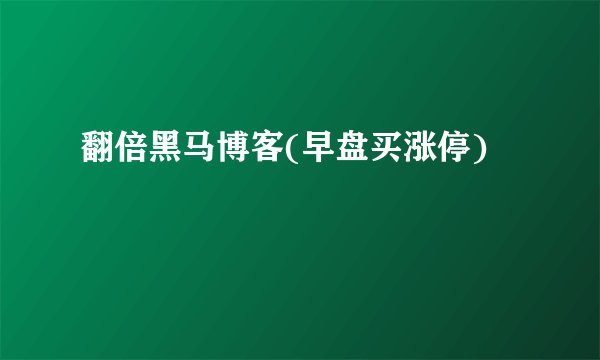 翻倍黑马博客(早盘买涨停)
