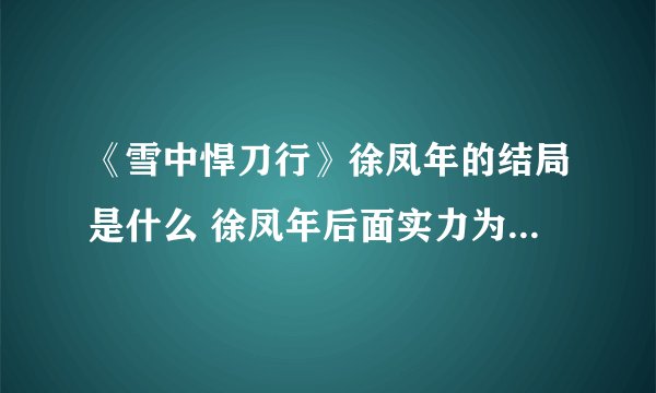 《雪中悍刀行》徐凤年的结局是什么 徐凤年后面实力为何会下降