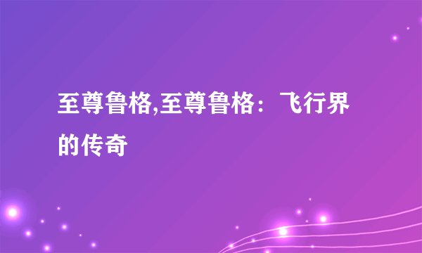 至尊鲁格,至尊鲁格：飞行界的传奇