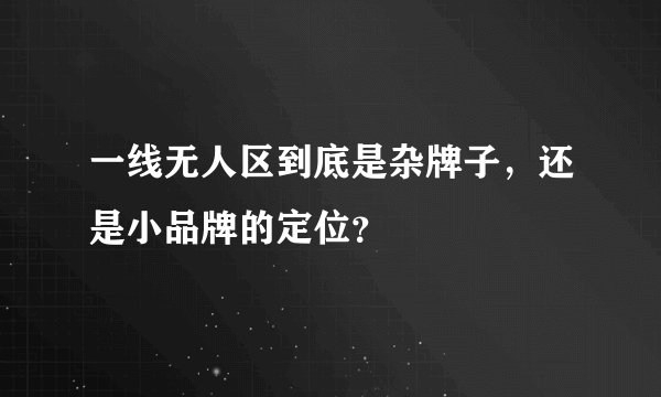一线无人区到底是杂牌子，还是小品牌的定位？