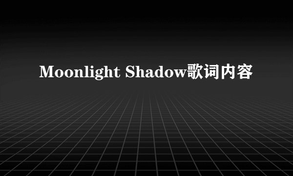 Moonlight Shadow歌词内容